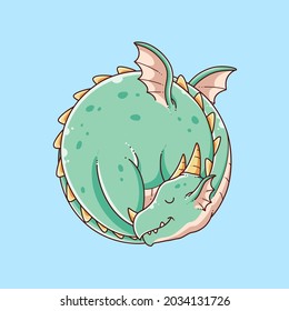 hand drawn cute dragon design illustration