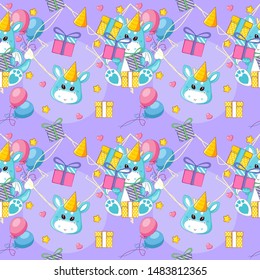 hand drawn cute dragon and gift pattern set