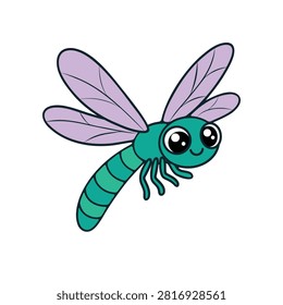 hand drawn cute dragonfly vector cartoon character.