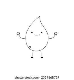 Hand drawn cute droplet cartoon character spreading love