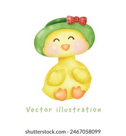 Hand drawn cute duck .