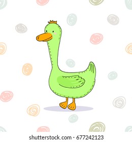 Hand Drawn with cute duck. vector print.