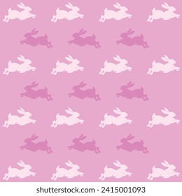 Hand drawn Cute Easter seamless pattern with bunnies, flowers, Easter eggs, beautiful background, great for Easter cards, banner, textiles, wall paper - vector design