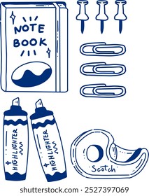 hand drawn cute element objects for office
