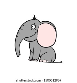 Hand drawn Cute Elephant. Animal wildlife cartoon character vector illustration. Sketch for t shirt design, fashion print, graphic Greeting cards, posters, prints.