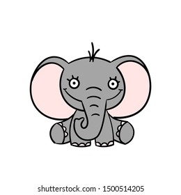 Hand drawn Cute Elephant. Animal wildlife cartoon character vector illustration. Sketch for t shirt design, fashion print, graphic Greeting cards, posters, prints.
