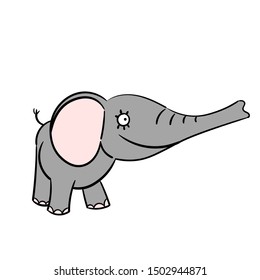 Hand drawn Cute Elephant. Animal wildlife cartoon character vector illustration. Sketch for t shirt design, fashion print, graphic Greeting cards, posters, prints.