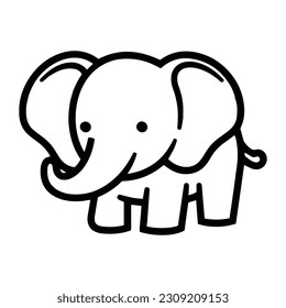 Hand Drawn cute elephant in doodle style isolated on background