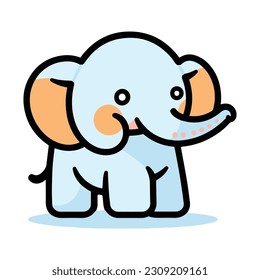 Hand Drawn cute elephant in doodle style isolated on background