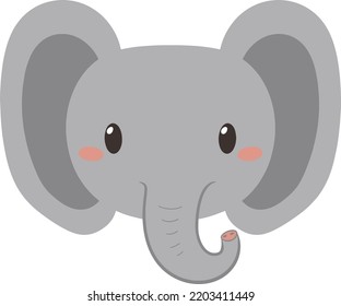 Hand Drawn Cute Elephant Face Vector