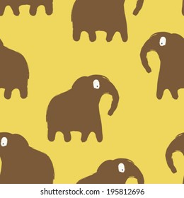 hand drawn cute elephant seamless pattern, childish background