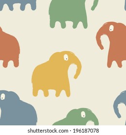 hand drawn cute elephant seamless pattern, childish background