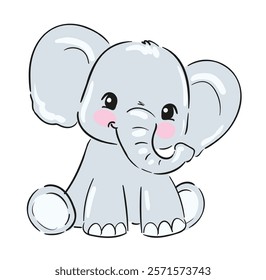 Hand Drawn cute elephant vector illustration