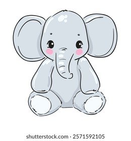 Hand Drawn cute elephant vector illustration