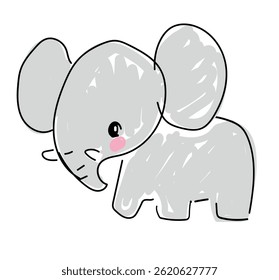 Dibujado a mano lindo elefante Ilustración vectorial