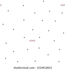 Hand drawn cute fashion seamless pattern background with clouds, heart, star