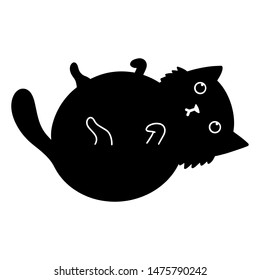 Hand drawn cute fat cat illustration in doodle style. For children, women, funny, cute. Vector EPS