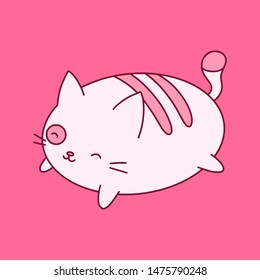 Hand Drawn Cute Fat Cat Illustration Stock Vector (Royalty Free ...