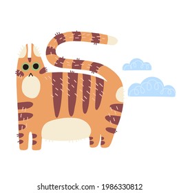 Hand drawn cute floral cat Vector. Isolated objects for your design. Each object can be changed and moved.