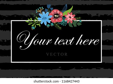 Hand drawn cute floral logo template