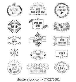 Hand Drawn Cute Floral Logo Templates With Various Text