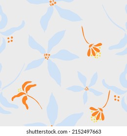Hand drawn cute floral small seamless pattern for fashion prints decoration, fabric, wallpaper and all prints on background earth tone color.