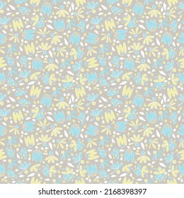 Dibujo a mano lindo floral pequeño patrón sin costura para la decoración de las impresiones de moda, tela, papel pintado y todas las impresiones sobre el color del tono de la tierra de fondo.