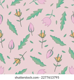 Hand drawn cute floral small seamless pattern for fashion prints decoration, fabric, wallpaper and all prints on background earth tone color.
