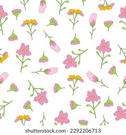 Hand drawn cute floral small seamless pattern for fashion prints decoration, fabric, wallpaper and all prints on white background color.