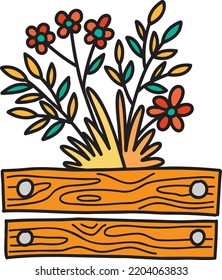 Hand Drawn cute flower bush illustration isolated on background