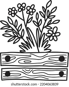 Hand Drawn cute flower bush illustration isolated on background