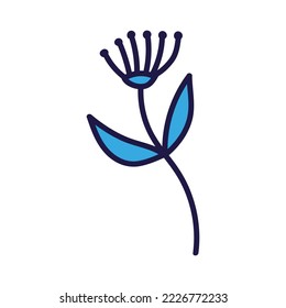 Hand drawn cute flower. Stylized flower in doodle style. Freehand botanical print. Floral element isolated. Print, poster design. Vector illustration
