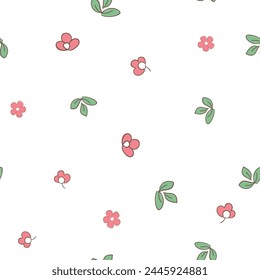 Dibujado a mano lindas flores impresión de fondo para textil. Las flores dibujadas son una hermosa ilustración para la tela. Diseño patrón de adorno sin fisuras. Vector