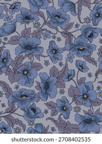 Dibujado a mano lindo patrón de flores adecuado para el diseño textil o decoración de la pared 