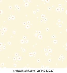 Hand drawn cute flowers, seamless patterns with floral for fabric, textiles, clothing, wall art, wallpaper, cover, banner, poster, interior decor.
