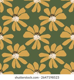 Hand drawn cute flowers, seamless patterns with floral for fabric, textiles, clothing, wall art, wallpaper, cover, banner, poster, interior decor, natural backgrounds.