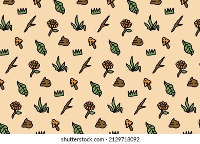 Hand drawn cute forest stuff seamless pattern design, perfect for background and design element