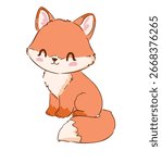 Hand drawn cute fox vector illustration, kids print animal