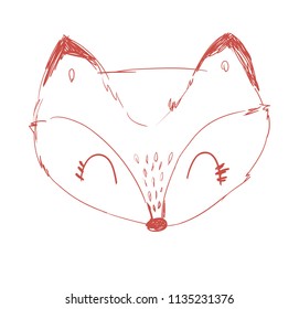 Hand Drawn Cute Fox Vector Illustration, Woodland animal