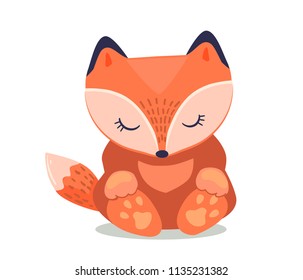 Hand Drawn Cute Fox Vector Illustration, Woodland animal