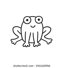 Hand drawn cute frog. Children drawing. Isolated vector illustration in doodle style on white background