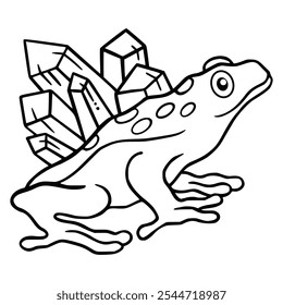 Hand drawn cute frog for coloring book