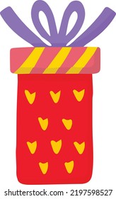 Hand Drawn cute gift box illustration isolated on background
