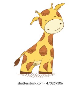 Hand drawn cute giraffe.