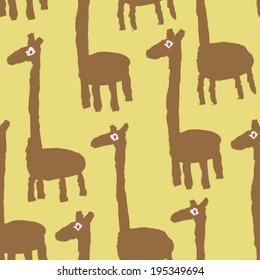 hand drawn cute giraffe seamless pattern, childish background