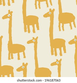 hand drawn cute giraffe seamless pattern, childish background
