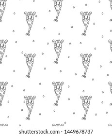 Hand drawn cute  giraffes on isolated background. Doodle Art.