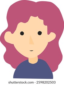 Hand drawn cute girl avatar, profile picture for young woman
