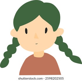 Hand drawn cute girl avatar, profile picture for young woman