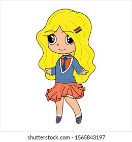 Hand drawn cute girl. illustration, vector